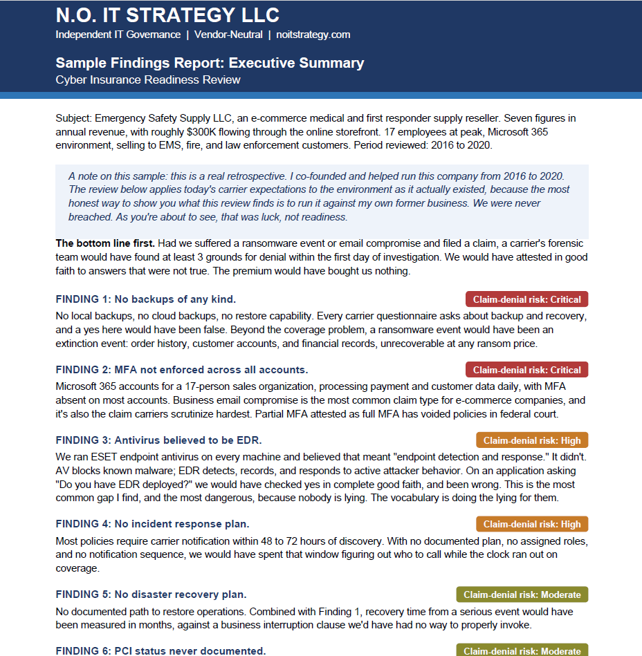 executive summary cyber ins read review no it strategy llc